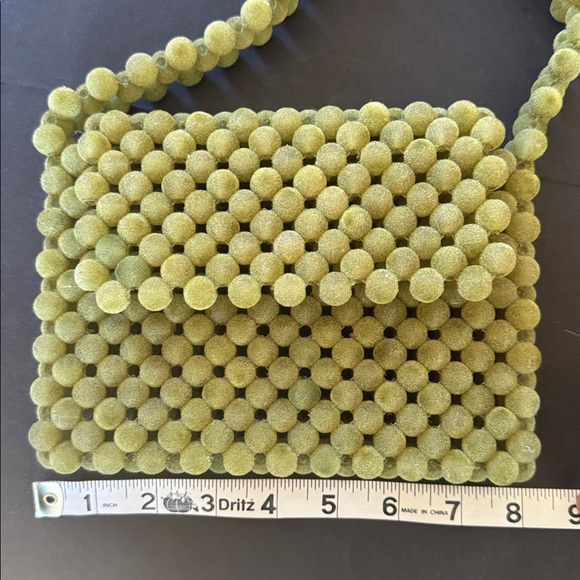Vintage Green Velvet Coated Bead Handbag - Picture 4 of 15